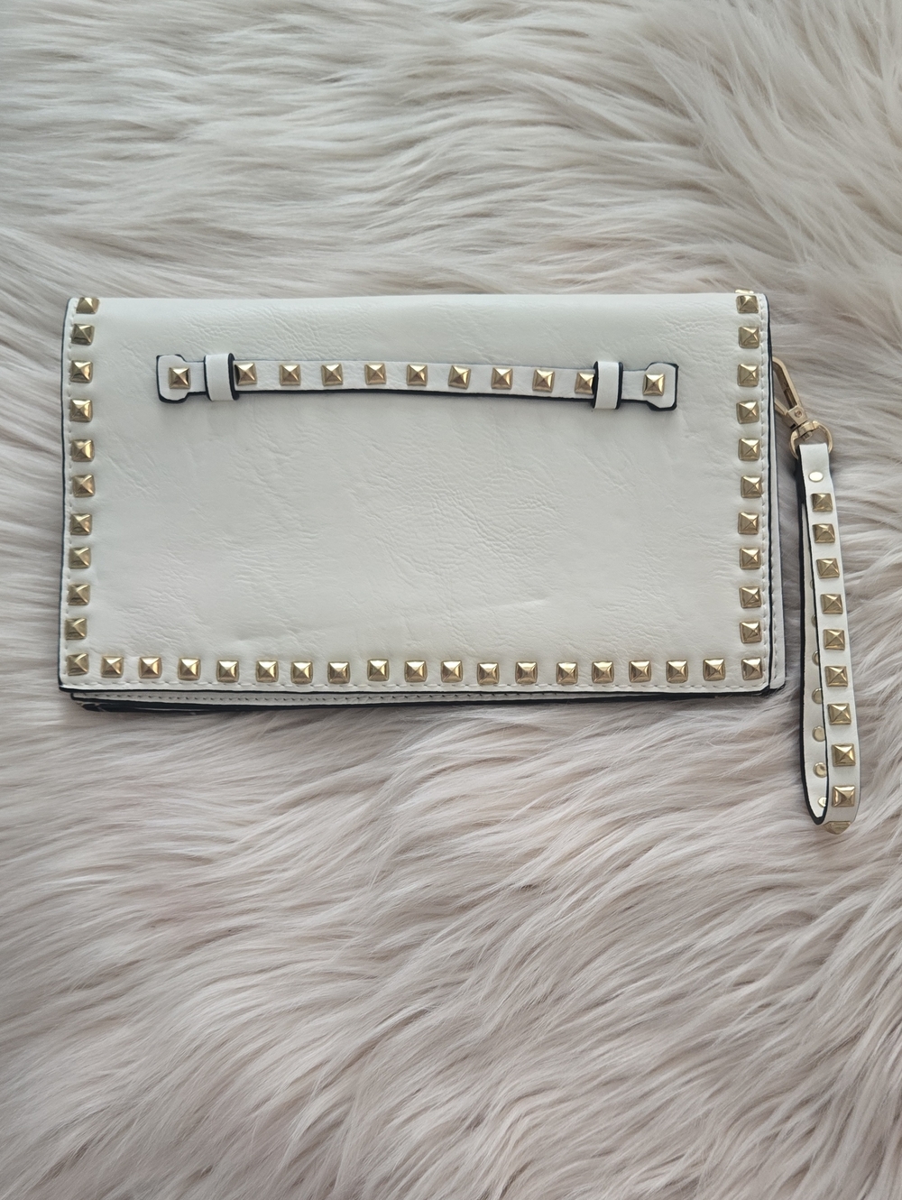 Leather Gold Studded Wristlet